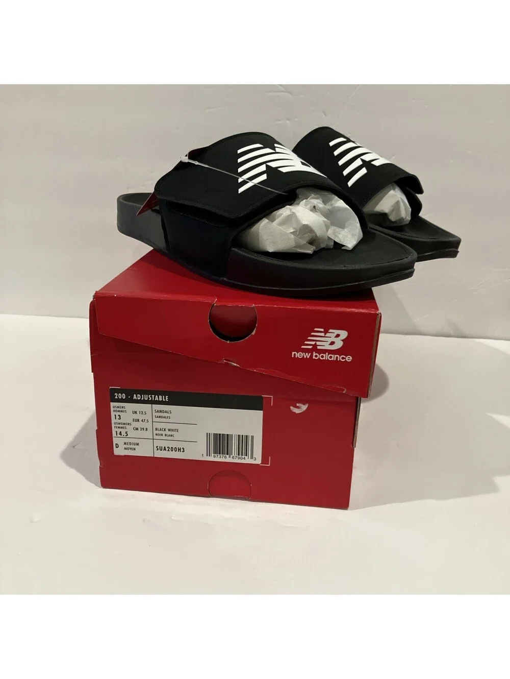 New Balance Fuel Cell Slide Men's Size  13 D Black White Recovery Sandals NEW